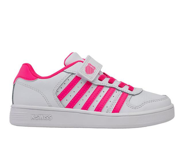 Kids' K-Swiss Little Kid & Big Kid Court Palisades Sneakers in White/Hot/Pink color