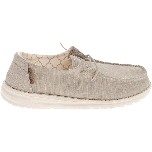 HEYDUDE Wendy Linen Youth Dress Shoes in TAN color