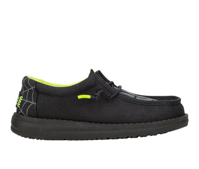 Kids' HEYDUDE Little Kid & Big Kid Wally Y Skeleton Feet Shoes in Black White color