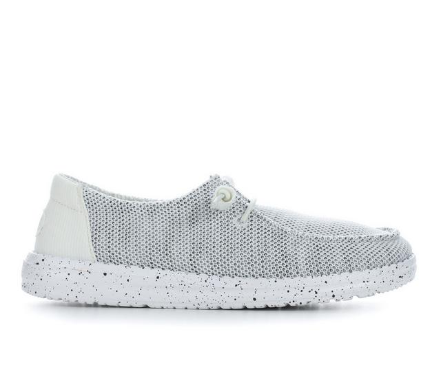 Women's HEYDUDE Wendy Stretch Sox Casual Shoes in Stone White color