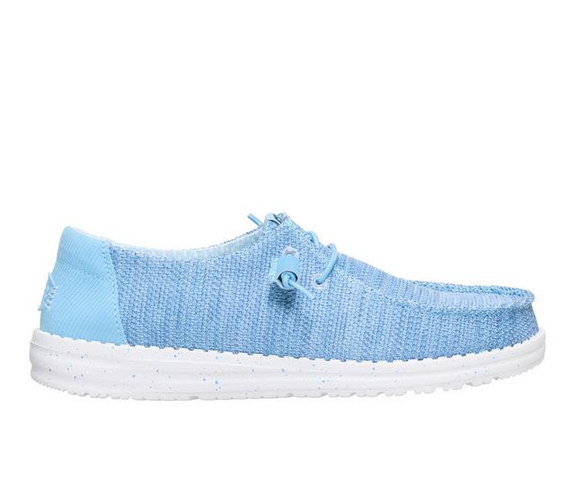 Women's HEYDUDE Wendy Stretch Sox Casual Shoes in Blue Breeze color