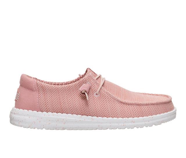 Women's HEYDUDE Wendy Stretch Sox Casual Shoes in Dusty Pink color