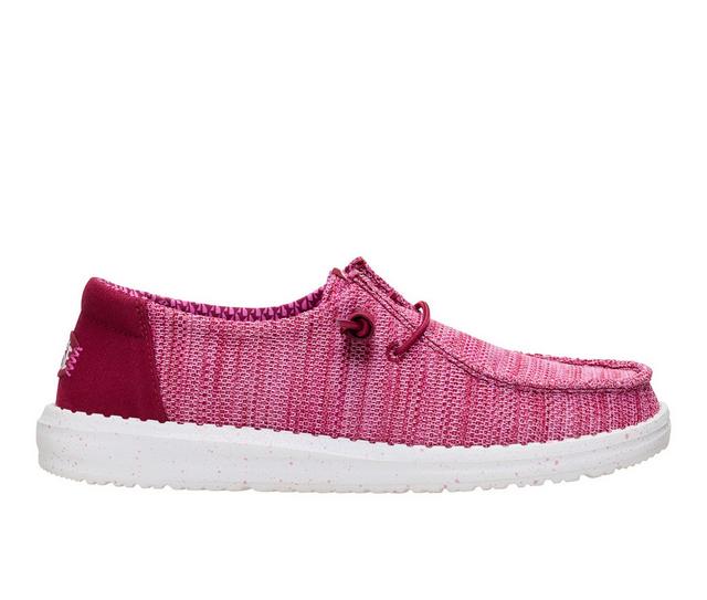 Women's HEYDUDE Wendy Stretch Sox Casual Shoes in Red color
