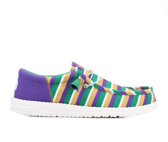 Men's HEYDUDE Wally Funk Mardi Gras Party Casual Shoes in Green/Multi color