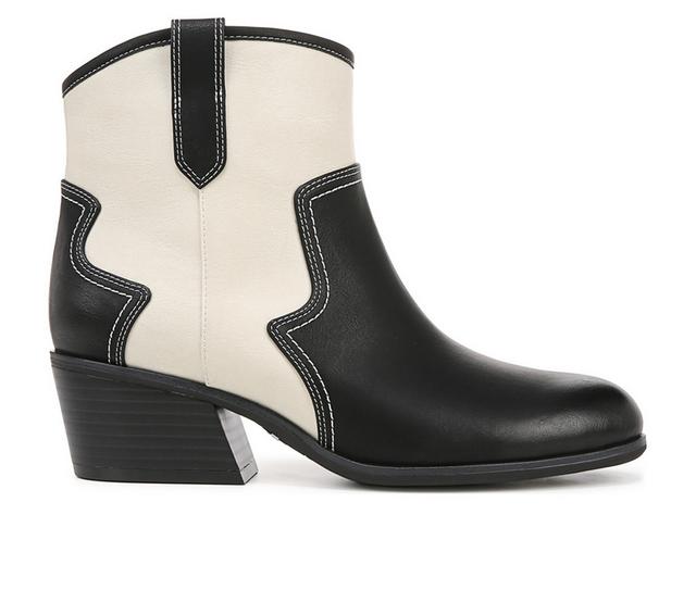 Women's Dr. Scholls Lasso Western Booties in Black/Off White color