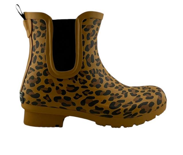 Women's Roma Boots Chelsea Rain Boots in Brown Leopard color