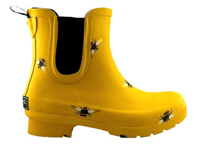 Women's Roma Boots Chelsea Rain Boots in Yellow Bees color