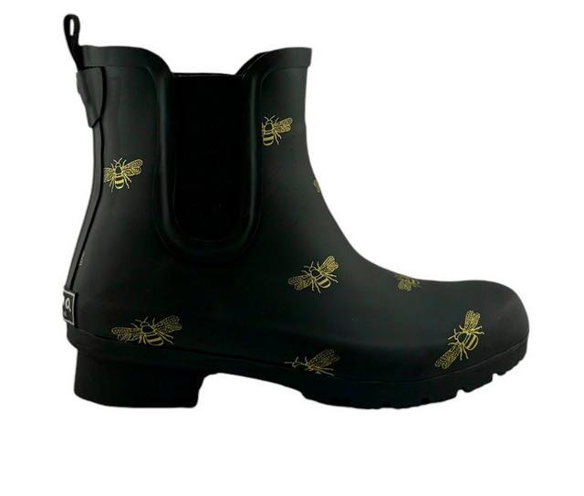 Women's Roma Boots Chelsea Rain Boots in Black Bees color