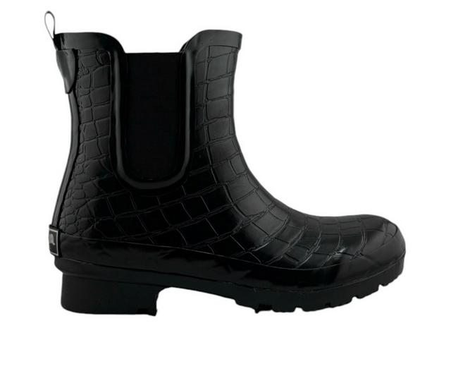 Women's Roma Boots Chelsea Rain Boots in Black Croc color