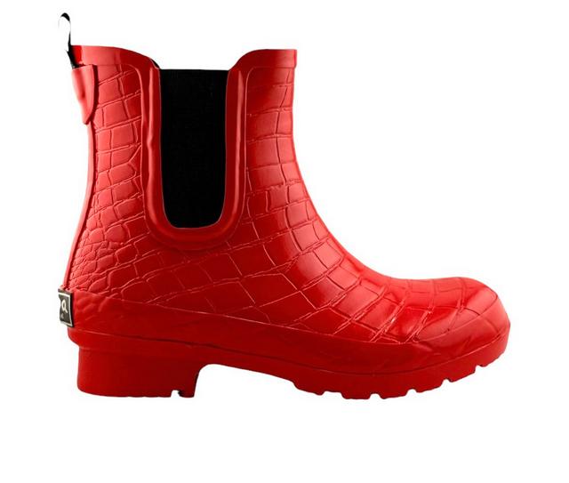 Women's Roma Boots Chelsea Rain Boots in Red Croc color