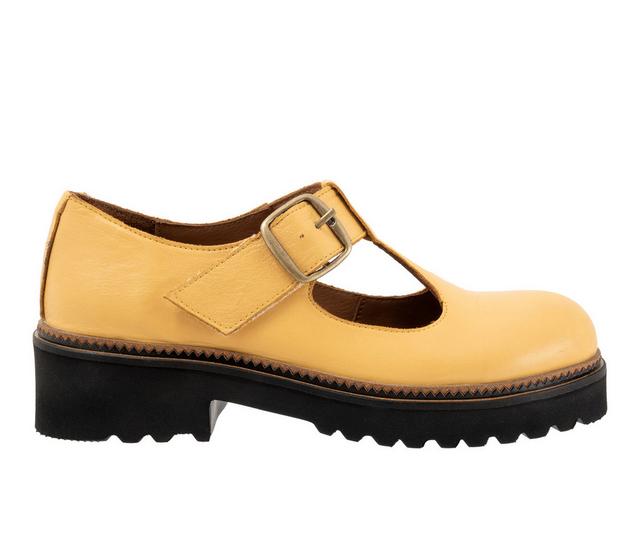 Women's Bueno Angela T-Strap Mary Jane Shoes in Mustard color