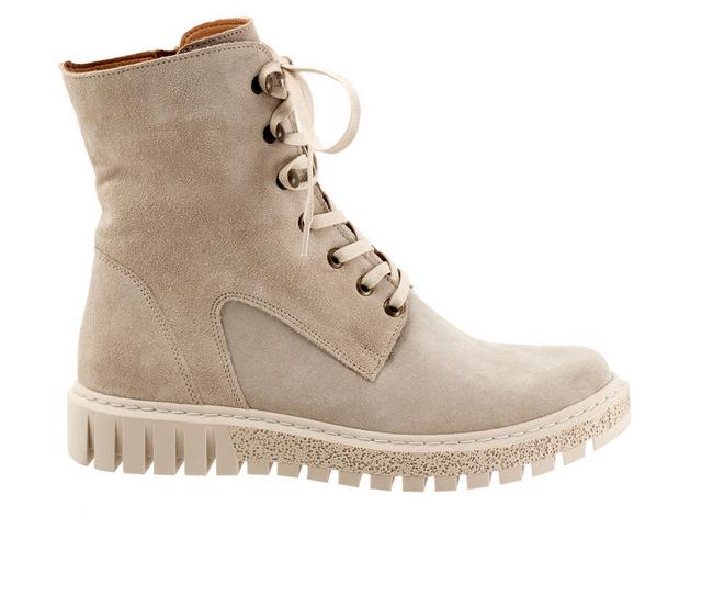 Women's Bueno Scarlett Combat Boots in Oat Suede color