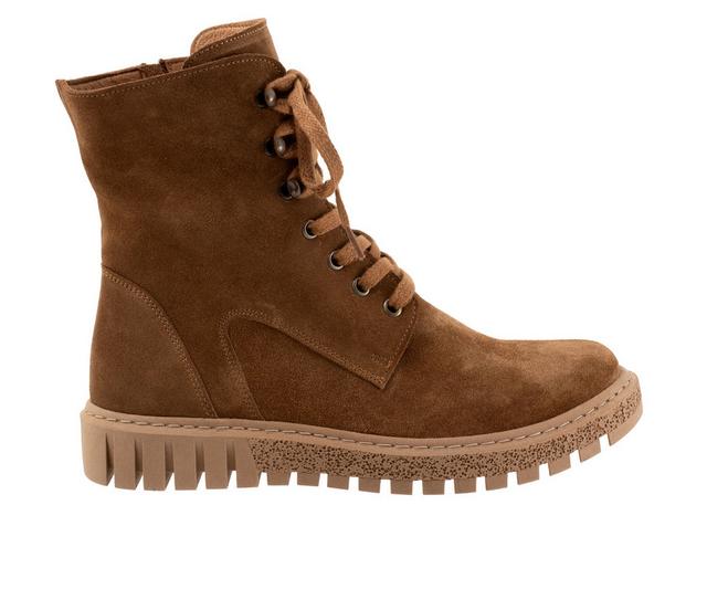 Women's Bueno Scarlett Combat Boots in Tobacco Suede color