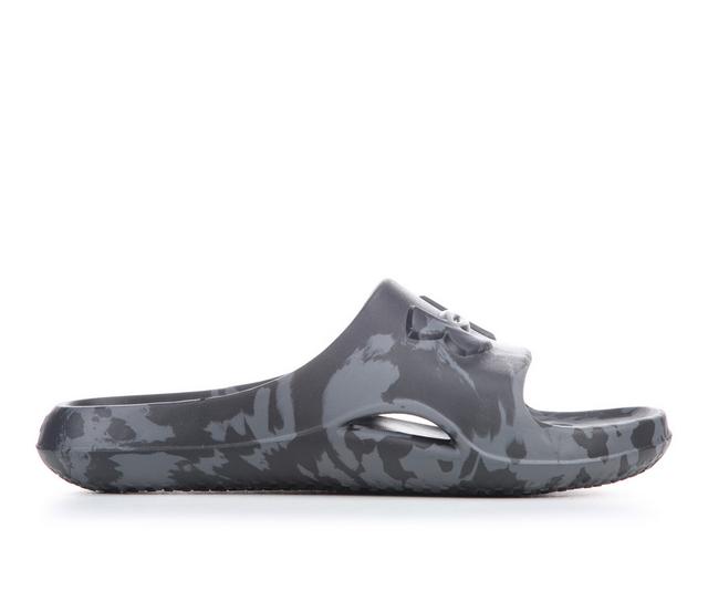 Men's Under Armour Locker Camo SL Sport Slides in Black/Grey color