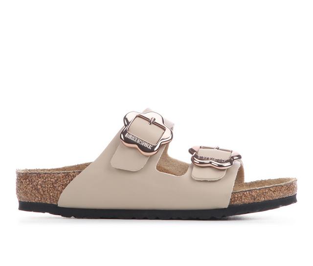 Girls' Birkenstock Little Kid Arizona Flower Buckle Footbed Sandals in Sandcastle color