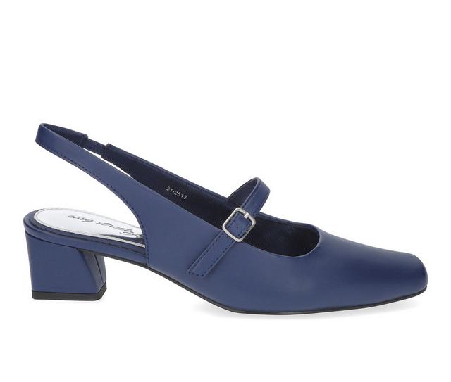 Women's Easy Street Cameo Dress Sandals in Navy Satin color
