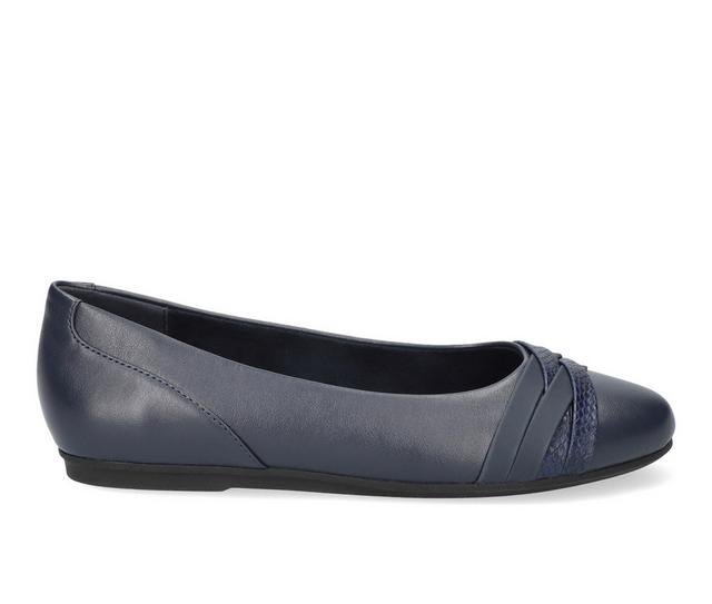 Women's Easy Street Kylie Flats in Navy color