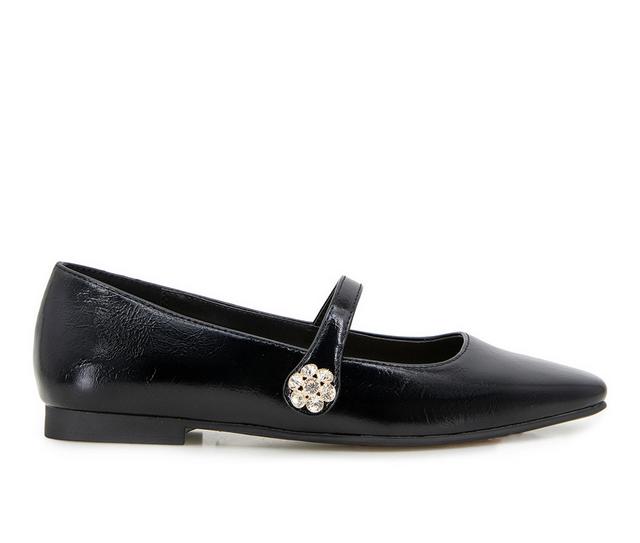 Women's KENSIE Felicia Mary Jane Flats in Black Patent color