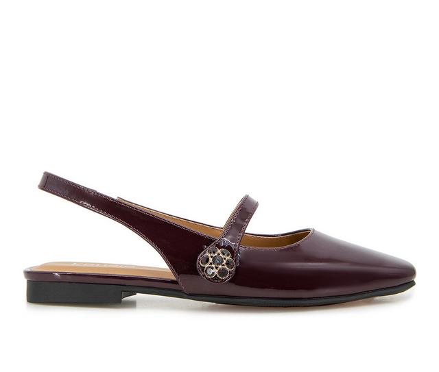 Women's KENSIE Felicity Slingback Mary Jane Flats in Eggplant color