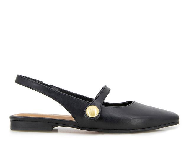 Women's KENSIE Felicity-B Slingback Mary Jane Flats in Black Pu color