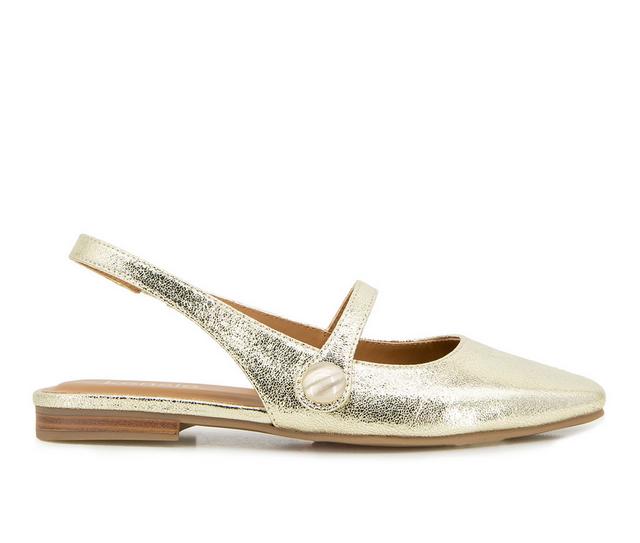 Women's KENSIE Felicity-B Slingback Mary Jane Flats in Platino color