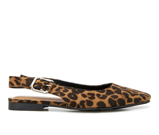 Women's KENSIE Flo Slingback Flats in Natural Leopard color