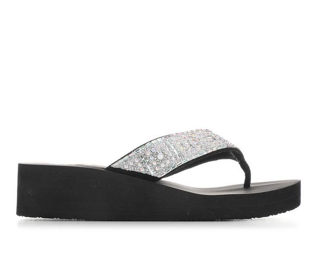 Women's Yellow Box Darlene Wedge Flip-Flops in Clear color