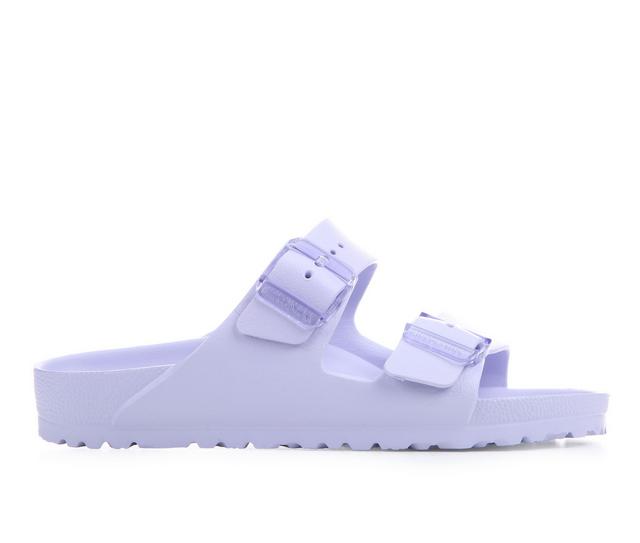 Women's Birkenstock Arizona Essential Buckle Footbed Sandals in Purple Fog color