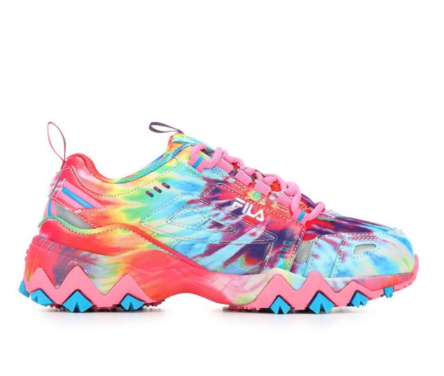 Girls' Fila Oakmont Trail Gradeschool Sneakers in Pink/Tie Dye color