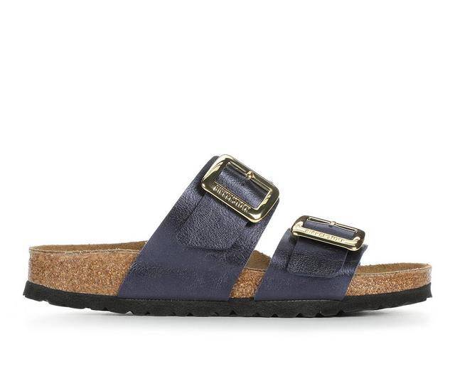 Women's Birkenstock Sydney Luxe Buckle Footbed Sandals in Midnight color
