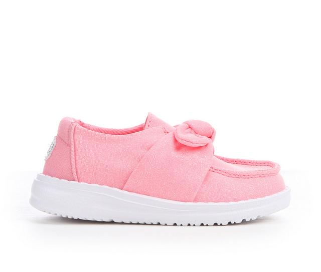 Girls' HEYDUDE Infant & Toddler Wendy Bow Casual Shoes in Pink color