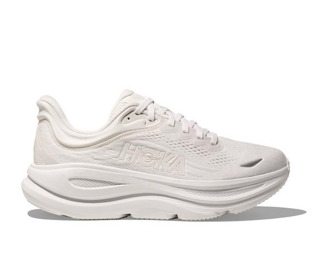 Women's Hoka Bondi 9 Running Shoes in White/White color