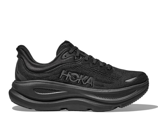 Women's Hoka Bondi 9 Running Shoes in Black/Black color