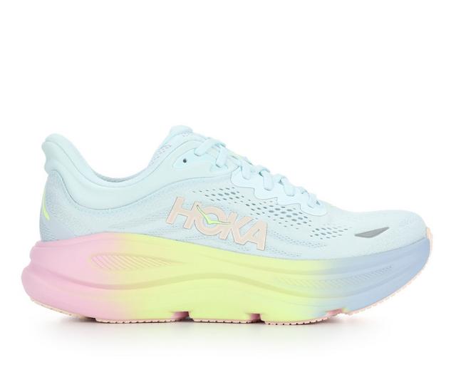 Women's Hoka Bondi 9 Running Shoes in Blue/Overcast B color