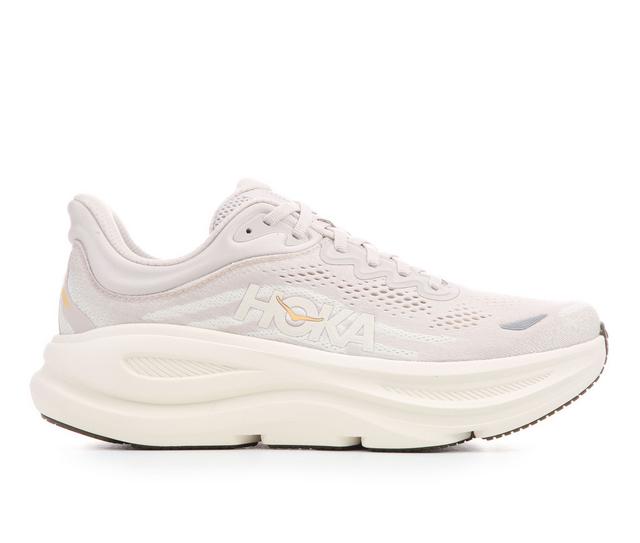 Women's Hoka Bondi 9 Running Shoes in Gry/Alabaster color