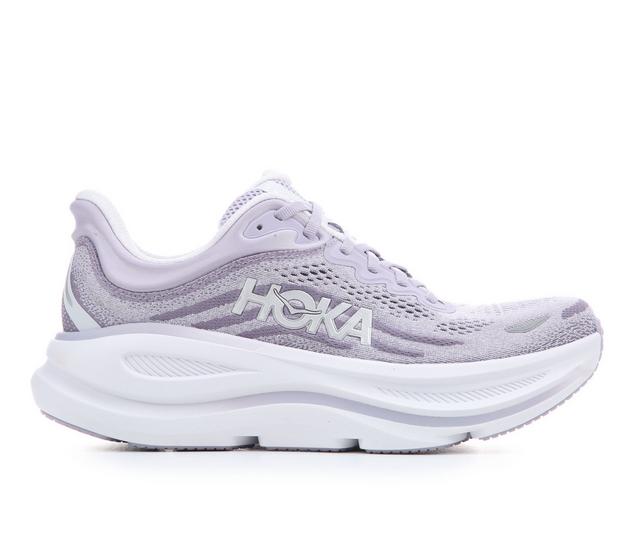 Women's Hoka Bondi 9 Running Shoes in Lilac/Fog color