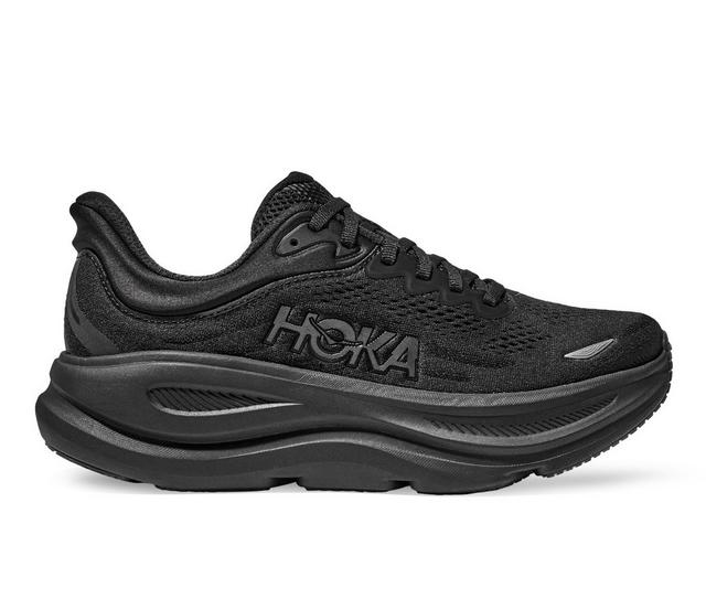 Men's Hoka Bondi 9 Running Shoes in Black/Black color