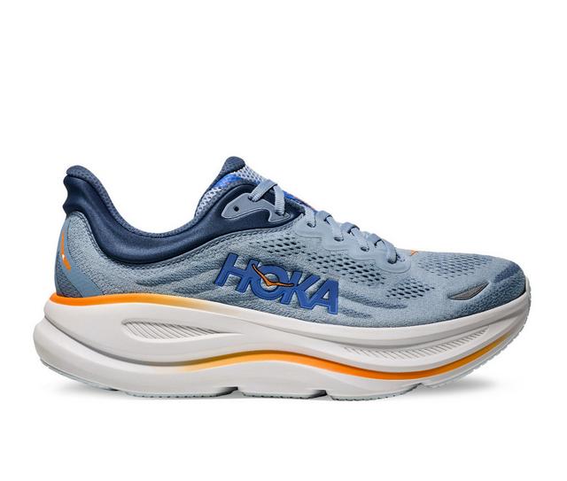 Men's Hoka Bondi 9 Running Shoes in Blue/Orange color