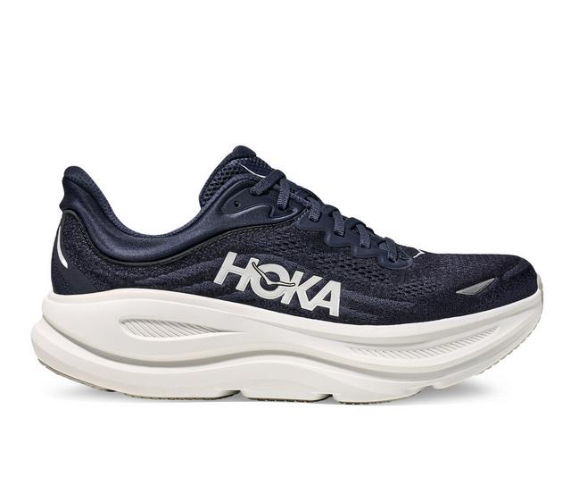 Men's Hoka Bondi 9 Running Shoes in Navy/White color