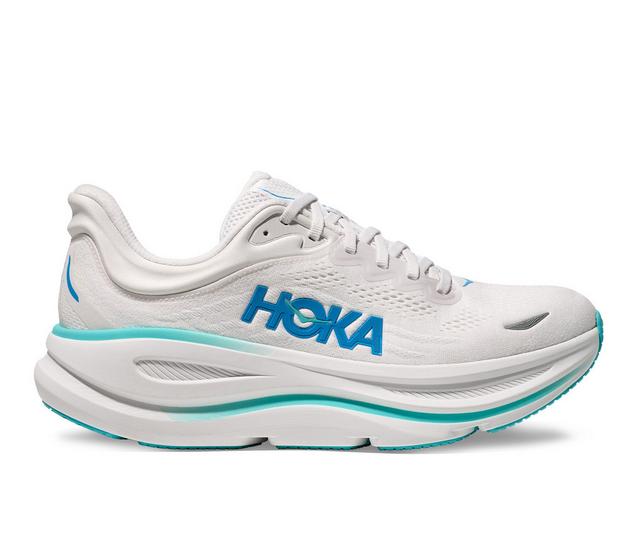 Men's Hoka Bondi 9 Running Shoes in White/Blue color