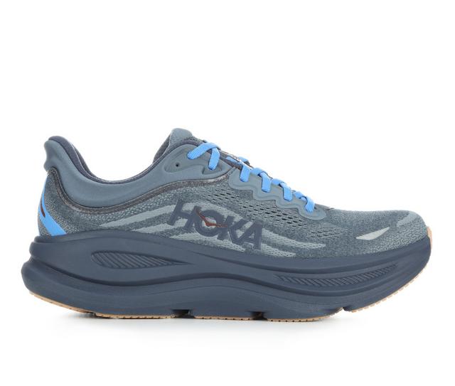 Men's Hoka Bondi 9 Running Shoes in Faded Navy/Blue color