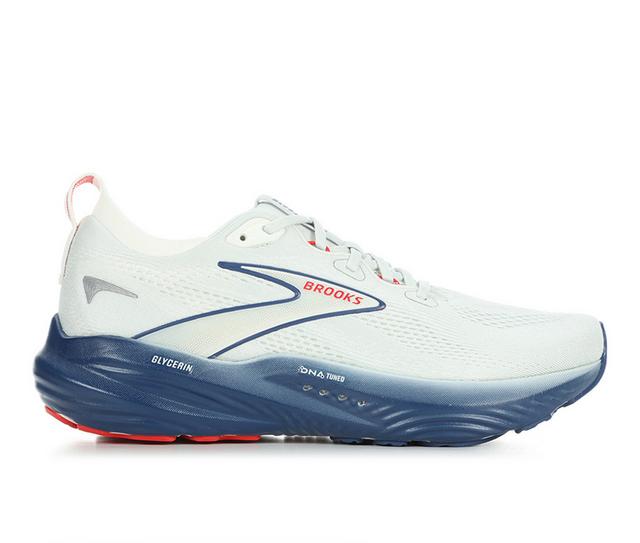 Men's Brooks Glycerin 22 Running Shoes in Gry/Nvy/Red color