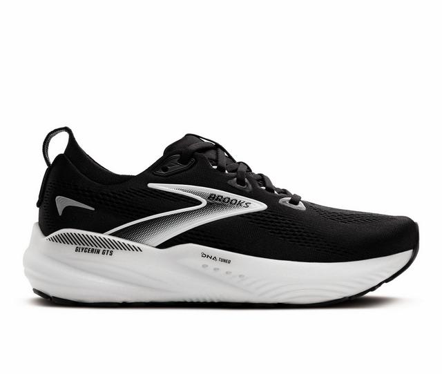 Men's Brooks Glycerin GTS 22 Running Shoes in Black/White color