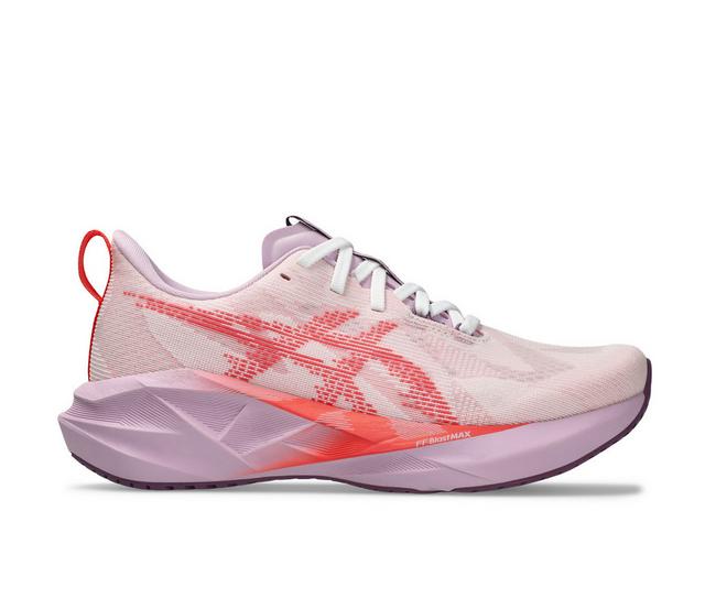 Women's ASICS Novablast 5-W Running Shoes in White Pink color