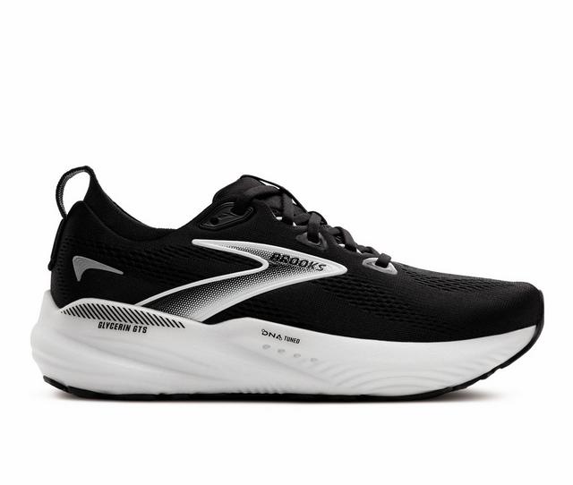 Women's Brooks Glycerin GTS 22 Running Shoes in Black/Grey/Wht color