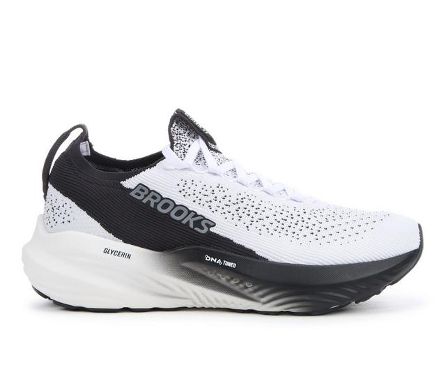 Women's Brooks Glycerin Stealth Fit 22 Running Shoes in White/Black color