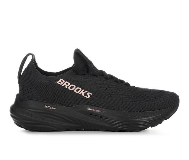 Women's Brooks Glycerin Stealth Fit 22 Running Shoes in Black/Rose Gold color