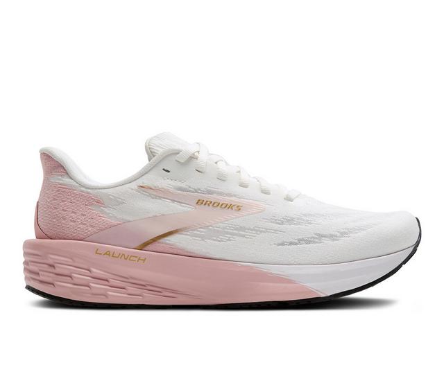 Women's Brooks Launch 11 Running Shoes in White/Peach color