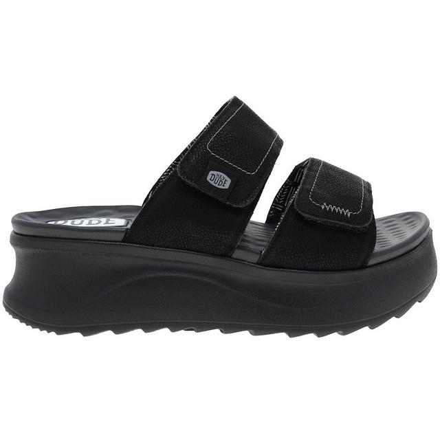 Women's HEYDUDE Delray Slide Classic Platform Wedge Sandals in Black/Black color