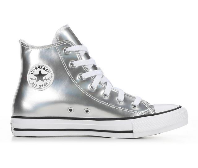 Kids' Converse Big Kid Chuck Taylor All Star Metallic High-Top Sneakers in Silver/White color